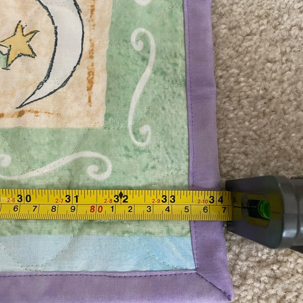 Pastel Baby Quilt Crib Blanket ABC Blocks Animals Lace Trim Reversible